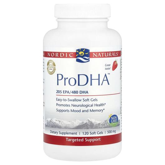 Основне фото товара Nordic Naturals, ProDHA 500, Омега 3, 120 капсул