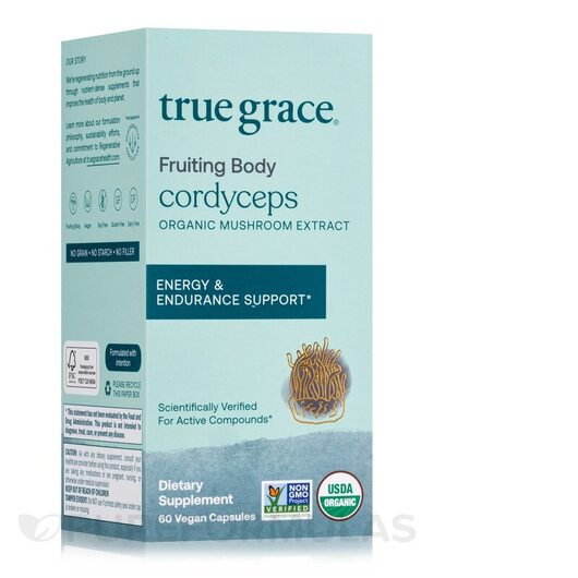 Основне фото товара True Grace, Organic Cordyceps, Гриби Кордицепс, 60 капсул