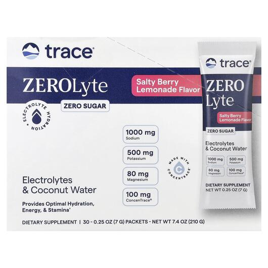 Основне фото товара TM Sport ZeroLyte Electrolyte Lemonade Основне фото товара Trace, TM Sport ZeroLyte Electrolyte Lemonade, Електроліти, 30 шт