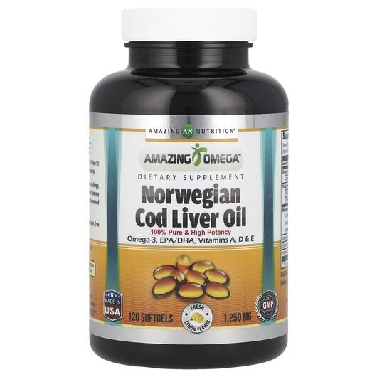 Основное фото товара Norwegian Cod Liver Oil Lemon 1250 mg Основное фото товара Масло печени трески, Norwegian Cod Liver Oil Lemon 1250 mg, 120 к