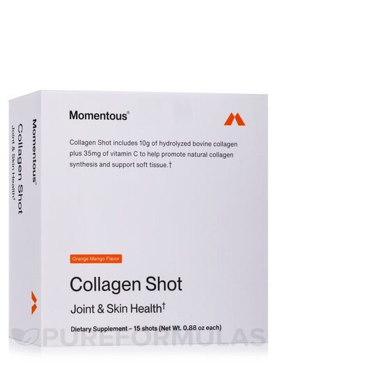 Основне фото товара Collagen Shot Orange Mango Flavor Основне фото товара Momentous, Collagen Shot Orange Mango Flavor, Колаген, 15 Shots