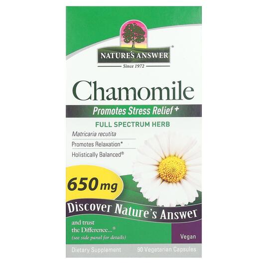 Основное фото товара Nature's Answer, Ромашка, Chamomile 650 mg, 90 капсул