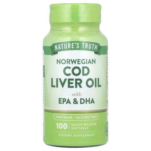 Основне фото товара Norwegian Cod Liver Oil with EPA/DHA Основне фото товара Norwegian Cod Liver Oil with EPA/DHA, Олія печінки тріски, 100 ка