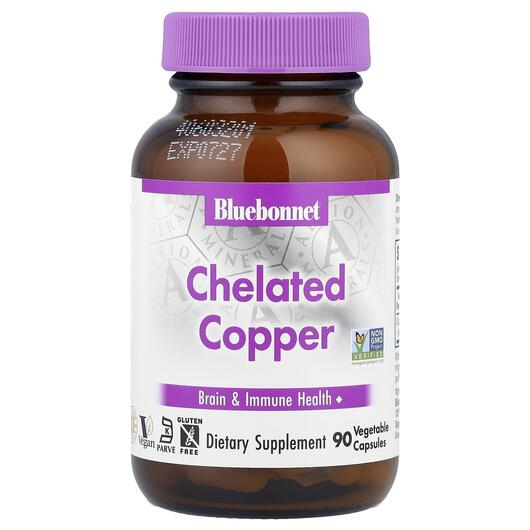 Основное фото товара Chelated Copper Основное фото товара Bluebonnet Nutrition, Медь, Chelated Copper, 90 капсул