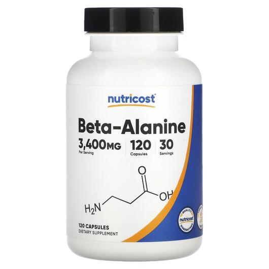 Основне фото товара Beta-Alanine 3400 mg Основне фото товара Nutricost, Beta-Alanine 3400 mg, Бета-аланін, 120 капсул
