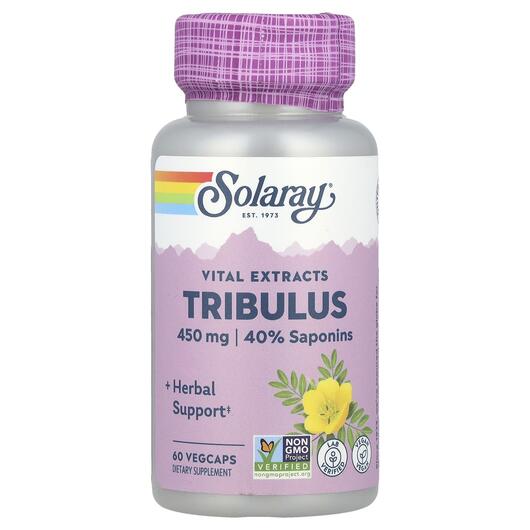 Основне фото товара Solaray, Tribulus Fruit Extract 450 mg, Трибулус 450 мг, 60 капсу
