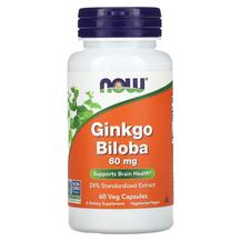Ginkgo Biloba 60 mg Гинкго Билоба NOW Foods 60 капсул