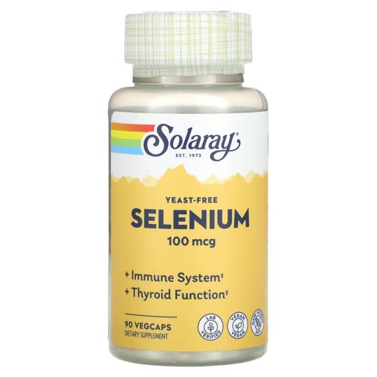 Основное фото товара Solaray, Селен, Yeast-Free Selenium 100 mcg, 90 капсул