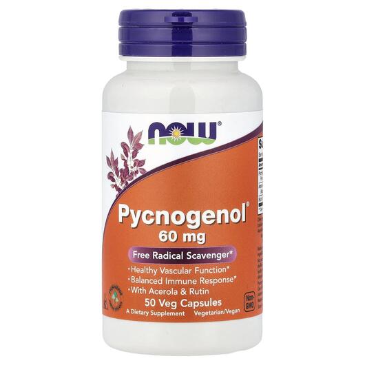 Основне фото товара NOW Foods, Pycnogenol 60 mg, Пікногенол 60 мг, 50 капсул