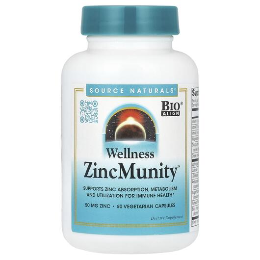 Основне фото товара Wellness ZincMunity Основне фото товара Source Naturals, Wellness ZincMunity, Цинк, 60 капсул
