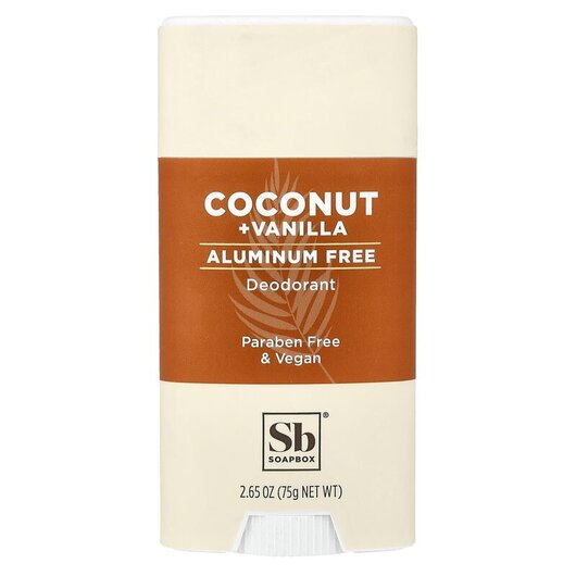 Основное фото товара Aluminum Free Deodorant Coconut Vanilla Основное фото товара Soapbox, Дезодорант, Aluminum Free Deodorant Coconut Vanilla, 75