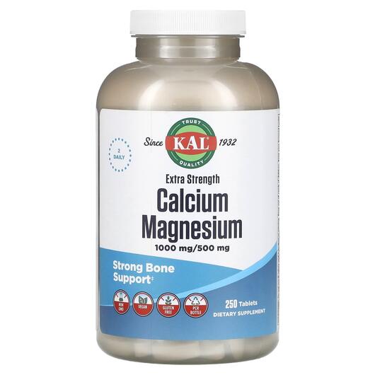 Основне фото товара KAL, Calcium Magnesium Extra Strength, Кальцій, 250 таблеток