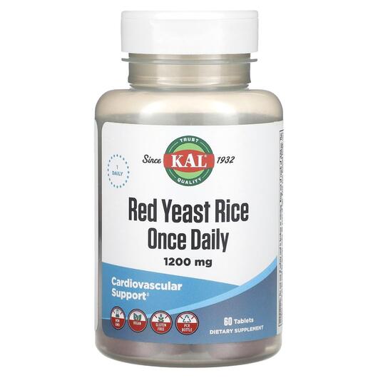 Основное фото товара Red Yeast Rice 1200 mg Основное фото товара KAL, Красный дрожжевой рис, Red Yeast Rice 1200 mg, 60 таблеток