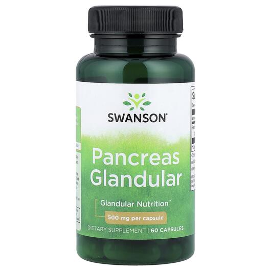 Основное фото товара Swanson, Поддержка поджелудочной, Pancreas Glandular 500 mg, 60 к