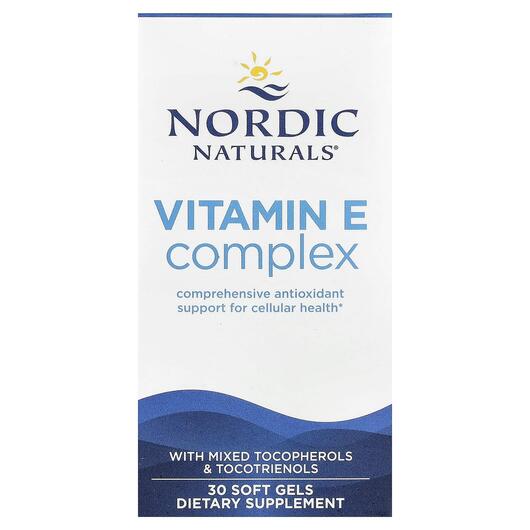 Основне фото товара Vitamin E Complex Основне фото товара Nordic Naturals, Vitamin E Complex, Вітамін E Токофероли, 30 капс