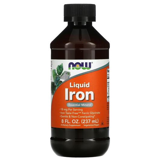 Основне фото товара NOW Foods, Iron Liquid Ferric Glycinate, Залізо, 237 мл