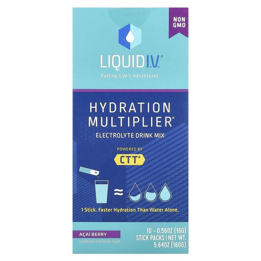 Основное фото товара Hydration Multiplier Electrolyte Drink Mix Acai Berry Основное фото товара Liquid I.V., Электролиты, Hydration Multiplier, 10 шт