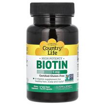 Biotin 5 mg Биотин 5000 мкг Country Life 120 капсул Biotin 5 mg Биотин 5000 мкг Country Life 120 капсул