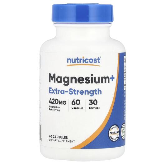 Основне фото товара Magnesium+ Extra Strength 420 mg Основне фото товара Nutricost, Magnesium+ Extra Strength 420 mg, Магній, 60 капсул