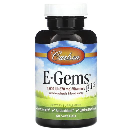 Основное фото товара E-Gems Elite Vitamin E with Tocopherols & Tocotrienols 1000 IU Основное фото товара E-Gems Elite Vitamin E with Tocopherols &, Токотриенолы, 60 м