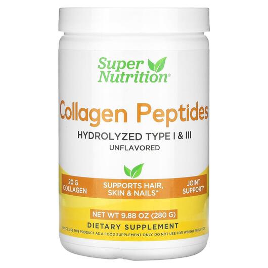 Основне фото товара Super Nutrition, Collagen Peptides Unflavored, Колаген, 280 г