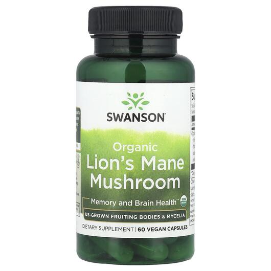 Основне фото товара Swanson, Organic Lion's Mane Mushroom 1 g, Гриби, 60 капсул