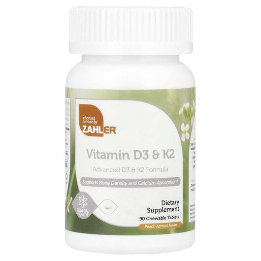 Основне фото товара Vitamin D3 & K2 Peach Apricot Основне фото товара Zahler, Vitamin D3 & K2 Peach Apricot, Вітаміни D3 K2, 90 таб