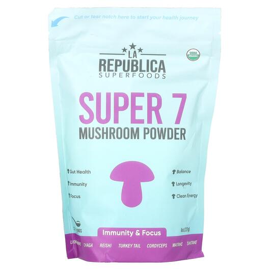 Основное фото товара Super 7 Mushroom Powder Основное фото товара LA Republica, Грибы, Super 7 Mushroom Powder, 227 г