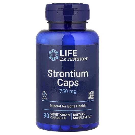 Основне фото товара Strontium Mineral for Bone Health 750 mg Основне фото товара Life Extension, Strontium Caps 750 mg, Стронцій 750 мг, 90 капсул