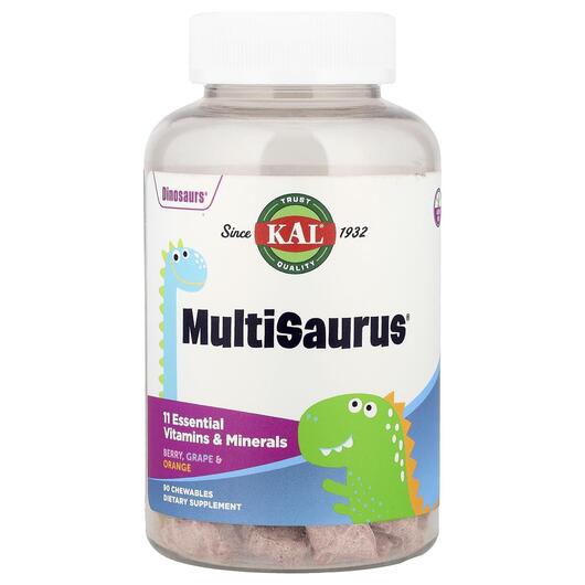 Основное фото товара Dinosaurs MultiSaurus Vitamins & Minerals Berry Grape & Orange Основное фото товара KAL, Жевательные Витамины, Dinosaurs MultiSaurus, 90 конфет