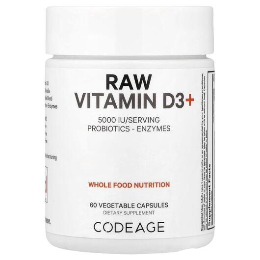 Основное фото товара Raw Vitamin D3+ 5000 IU Основное фото товара CodeAge, Витамин D3, Raw Vitamin D3+ 5000 IU, 60 капсул