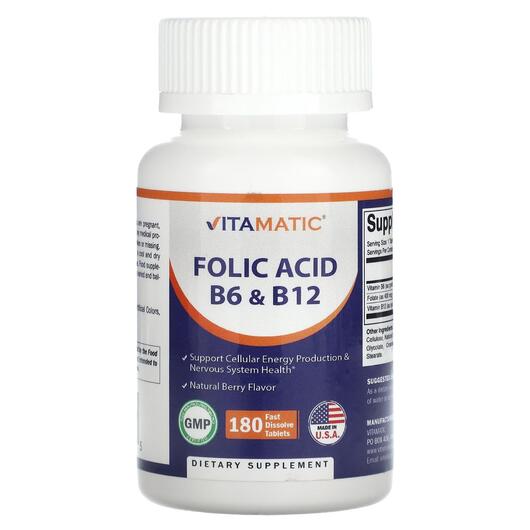 Основне фото товара Folic Acid B6 & B12 Natural Berry Основне фото товара Folic Acid B6 & B12 Natural Berry, Вітамін B6 Піридоксин, 180