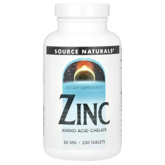 Основне фото товара Source Naturals, Zinc 50 mg, Цинк, 250 таблеток