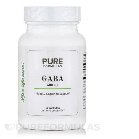Основное фото товара GABA 500 mg Основное фото товара PureFormulas, ГАМК, GABA 500 mg, 60 капсул