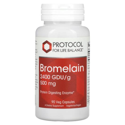 Основне фото товара Bromelain 2400 GDU/g 500 mg, Бромелайн, 90 капсул