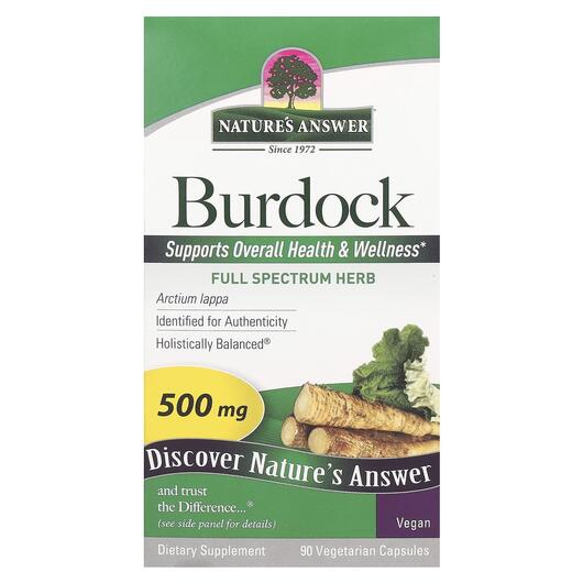 Основне фото товара Nature's Answer, Burdock Full Spectrum Herb 500 mg, Лопух, 9