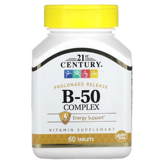 Основное фото товара B-50 Complex Prolonged Release Основное фото товара 21st Century, B-комплекс, B-50 Complex Prolonged Release, 60 табл