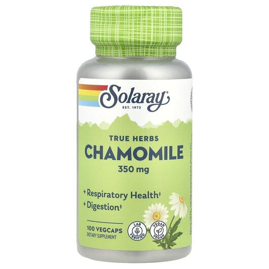 Основне фото товара Solaray, Chamomile 350 mg, Ромашка 350 мг, 100 капсул