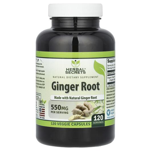 Основне фото товара Herbal Secrets, Ginger Root 550 mg, Корінь Імбиру, 120 капсул