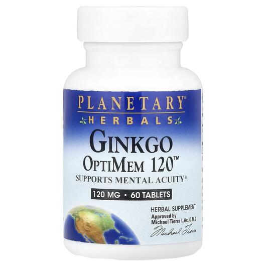 Основное фото товара Planetary Herbals, Гинкго Билоба, Ginkgo OptiMem 120 mg, 60 табле