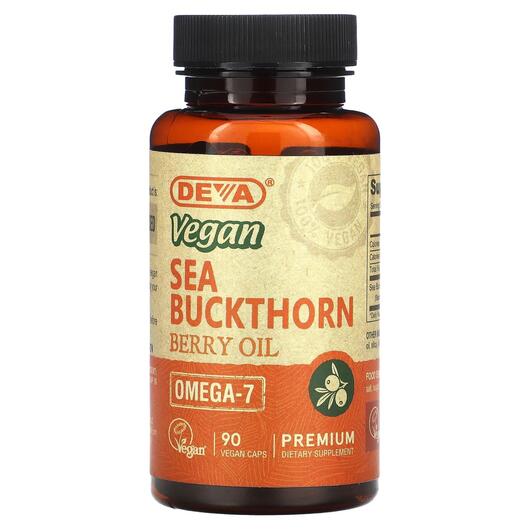 Основне фото товара Vegan Sea Buckthorn Berry Oil Основне фото товара Deva, Vegan Sea Buckthorn Berry Oil, Обліпиха, 90 капсул