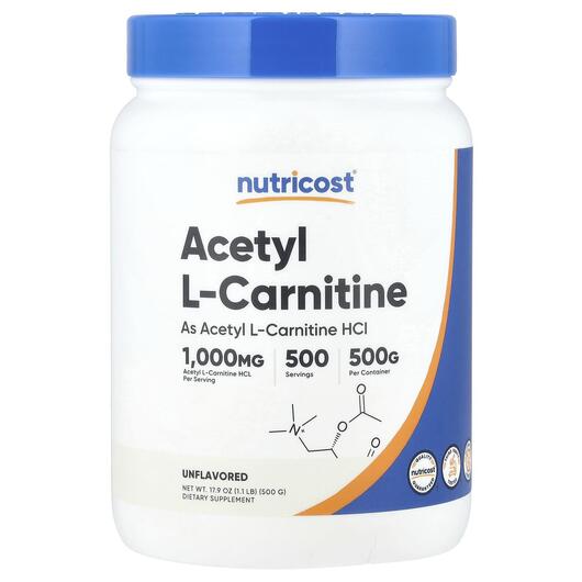 Основное фото товара Acetyl L-Carnitine Unflavored Основное фото товара Nutricost, L-Карнитин, Acetyl L-Carnitine Unflavored, 500 г