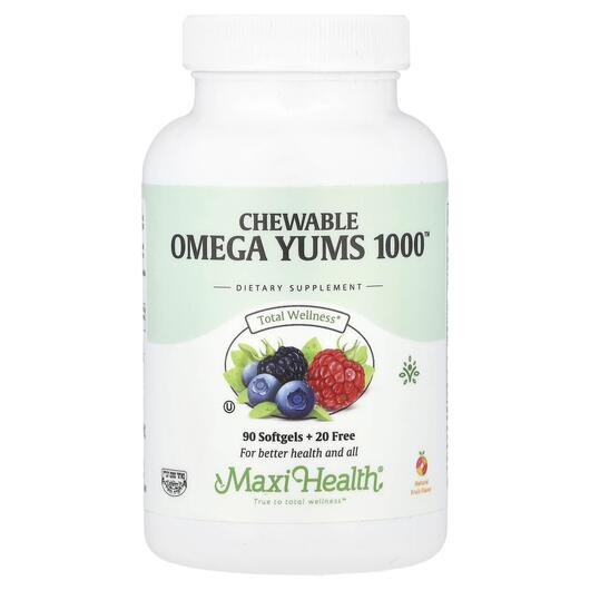 Основное фото товара Омега 3, Chewable Omega Yums 1000 Natural Fruit, 110 капсул