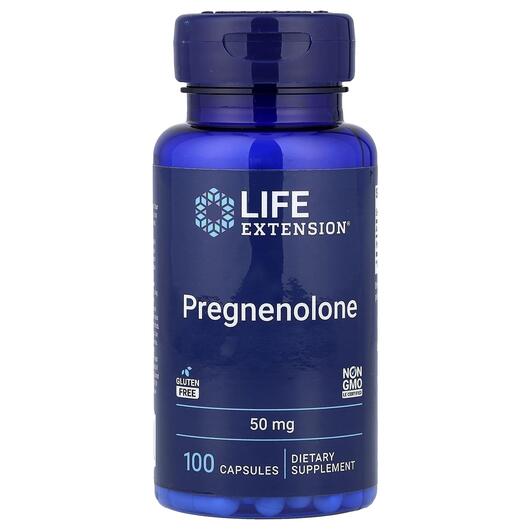 Основне фото товара Pregnenolone 50 mg Основне фото товара Life Extension, Pregnenolone 50 mg, Прегненолон 50 мг, 100 капсул