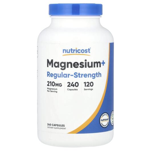 Основне фото товара Magnesium+ Regular-Strength 210 mg Основне фото товара Nutricost, Magnesium+ Regular-Strength 210 mg, Магній, 240 капсул