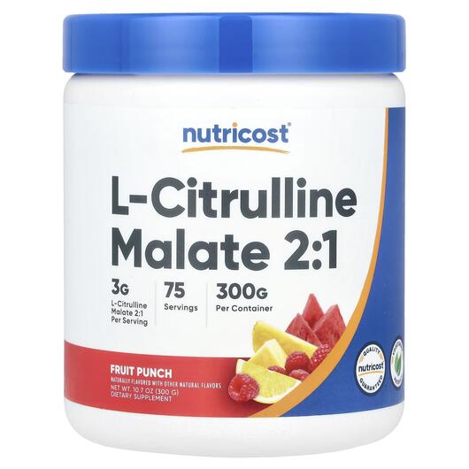 Основне фото товара Nutricost, L-Citrulline Malate 2: 1 Fruit Punch, L-Цитрулін, 300 