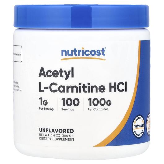 Основное фото товара Ацетилкарнитин, Acetyl L-Carnitine HCl Powder Unflavored, 100 г