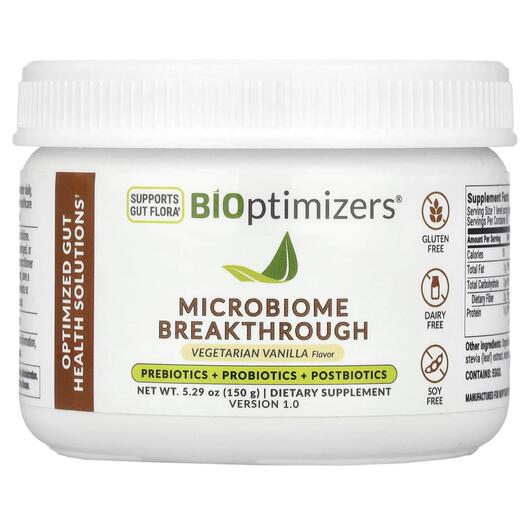 Основне фото товара BiOptimizers, Microbiome Breakthrough, Пребіотики, 150 г