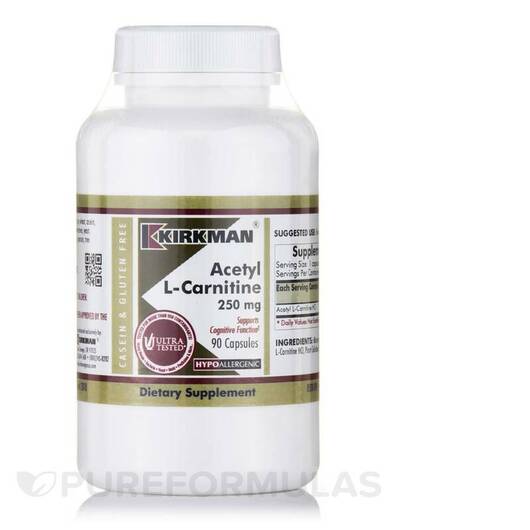Основне фото товара Acetyl L-Carnitine 250 mg Hypoallergenic, L-Карнітин, 90 капсул