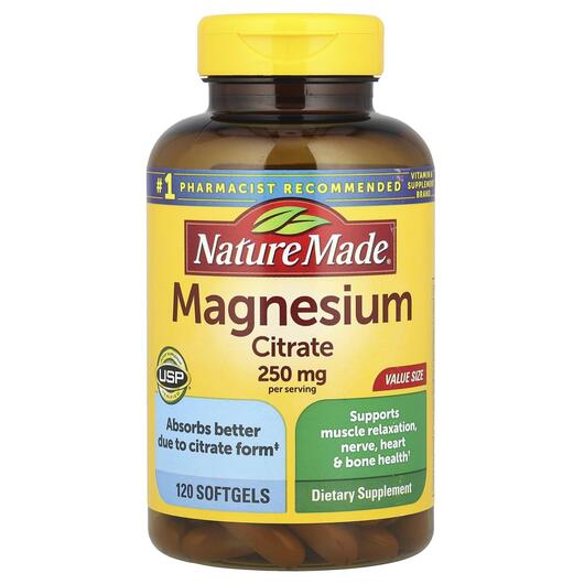 Основне фото товара Nature Made, Magnesium Citrate, Магній Цитрат, 120 капсул